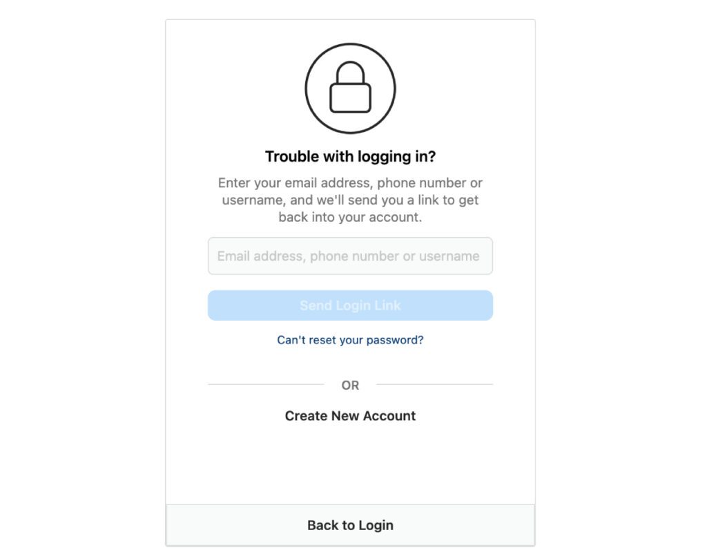 Email de réinitialisation du mot de passe Instagram