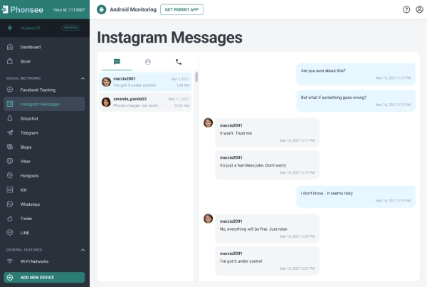 demo điện thoại instagram dm