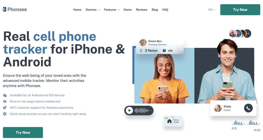 Rastreador real de teléfonos móviles para iPhone y Android